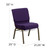 Flash Furniture FD-CH0221-4-GV-ROY-BAS-GG Royal Purple 21.25" Width Steel Book Rack with Communion Cup Holder Gold Vein Frame Hercules Series Extra Wide Stacking Church Chair