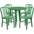Flash Furniture CH-51090TH-4-18VRT-GN-GG 30" Dia. x 29 1/2" H Green Metal Round Table and 4 Chair Set