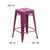 Flash Furniture ET-BT3503-24-PUR-GG Purple Galvanized Steel Counter Height with Drain Hole Seat Bar Stool