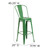 Flash Furniture CH-31320-30GB-GN-GG Green Galvanized Steel With Drain Hole In Seat Bar Stool
