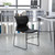 Flash Furniture RUT-438-BK-GG Black Metal Frame Curved Perforated Back Hercules Series Stacking Chair