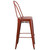 Flash Furniture ET-3534-30-RD-GG Kelly Red Galvanized Steel Drain Holes In Seat Bar Stool