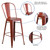 Flash Furniture ET-3534-30-RD-GG Kelly Red Galvanized Steel Drain Holes In Seat Bar Stool