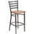 Flash Furniture XU-DG697BLAD-CLR-BAR-NATW-GG Natural Finish Seat With Ladder Back Steel Clear Coated Frame Hercules Series Restaurant Bar Stool