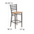 Flash Furniture XU-DG697BLAD-CLR-BAR-NATW-GG Natural Finish Seat With Ladder Back Steel Clear Coated Frame Hercules Series Restaurant Bar Stool