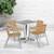 Flash Furniture TLH-ALUM-24SQ-020BGECHR4-GG 23.5" W x 23.5" D x 27.5" H Beige Steel Square Table Set with 4 Chairs