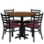 Flash Furniture HDBF1008-GG 36" Dia. x 30" H Walnut Laminate Finish Round Table Set with 4 Metal Ladder Back Chairs