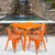 Flash Furniture ET-CT002-4-70-OR-GG Orange Steel Square Table Set with 4 Chairs