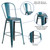 Flash Furniture ET-3534-30-KB-GG Kelly Blue/Teal Galvanized Steel Drain Holes In Seat Bar Stool
