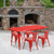 Flash Furniture ET-CT005-4-70-RED-GG Red Steel Rectangular Table Set with 4 Chairs