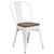 Flash Furniture CH-31230-WH-WD-GG White Metal Curved Back with Vertical Slat Textured Wood Seat Stacking Side Chair