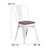 Flash Furniture CH-31230-WH-WD-GG White Metal Curved Back with Vertical Slat Textured Wood Seat Stacking Side Chair