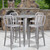 Flash Furniture CH-51090BH-4-30VRT-SIL-GG 30" Dia. x 41" H Silver Metal Round Bar Height Table and 4 Bar Stool Set