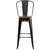 Flash Furniture CH-31320-30GB-BQ-WD-GG Black Antique Gold Metal Curved Back With Vertical Slat Bistro Style Bar Stool