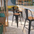Flash Furniture CH-31320-30GB-BQ-WD-GG Black Antique Gold Metal Curved Back With Vertical Slat Bistro Style Bar Stool