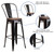 Flash Furniture CH-31320-30GB-BQ-WD-GG Black Antique Gold Metal Curved Back With Vertical Slat Bistro Style Bar Stool