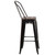Flash Furniture CH-31320-30GB-BQ-WD-GG Black Antique Gold Metal Curved Back With Vertical Slat Bistro Style Bar Stool