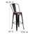 Flash Furniture CH-31320-30GB-BQ-WD-GG Black Antique Gold Metal Curved Back With Vertical Slat Bistro Style Bar Stool