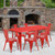 Flash Furniture ET-CT005-6-30-RED-GG Red Steel Rectangular Table Set with 6 Chairs