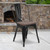 Flash Furniture CH-31230-BK-WD-GG Black Metal Curved Back with Vertical Slat Textured Wood Seat Stacking Side Chair