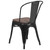 Flash Furniture CH-31230-BK-WD-GG Black Metal Curved Back with Vertical Slat Textured Wood Seat Stacking Side Chair