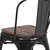 Flash Furniture CH-31230-BK-WD-GG Black Metal Curved Back with Vertical Slat Textured Wood Seat Stacking Side Chair