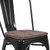 Flash Furniture CH-31230-BK-WD-GG Black Metal Curved Back with Vertical Slat Textured Wood Seat Stacking Side Chair