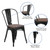 Flash Furniture CH-31230-BK-WD-GG Black Metal Curved Back with Vertical Slat Textured Wood Seat Stacking Side Chair