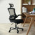 Flash Furniture BL-X-5H-GG Black Padded Arms Heavy Duty Black Nylon Base Executive Swivel Office Chair