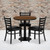 Flash Furniture MD-0002-GG 30" Dia. x 30" H Walnut Laminate Finish Round Table Set with 3 Metal Ladder Back Chairs