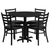 Flash Furniture HDBF1029-GG 36" Dia. x 30" H Black Laminate Finish Round Table Set with 4 Metal Ladder Back Chairs