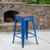 Flash Furniture CH-31320-24-BL-WD-GG Blue With Textured Wood Seat Galvanized Steel Counter Height Backless Bar Stool