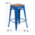 Flash Furniture CH-31320-24-BL-WD-GG Blue With Textured Wood Seat Galvanized Steel Counter Height Backless Bar Stool