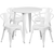 Flash Furniture CH-51090TH-4-18ARM-WH-GG 30" Dia. x 29 1/2" H White Metal Round Table and 4 Chair Set