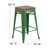 Flash Furniture CH-31320-24-GN-WD-GG Green Green Textured Wood Seat With Galvanized Steel Counter Height Backless Bar Stool