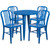 Flash Furniture CH-51090TH-4-18VRT-BL-GG 30" Dia. x 29 1/2" H Blue Metal Round Table and 4 Chair Set