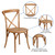 Flash Furniture XU-X-OAK-GG Ash Wood Seat and Frame with Oak Finish Hercules Series Stackable Chair
