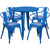 Flash Furniture CH-51090TH-4-18ARM-BL-GG 30" Dia. x 29 1/2" H Blue Metal Round Table and 4 Chair Set