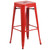 Flash Furniture CH-51090BH-4-30SQST-RED-GG 30" Dia. x 41" H Red Metal Round Bar Height Table and 4 Bar Stool Set