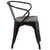 Flash Furniture CH-31270-BQ-GG Black and Antique Gold Galvanized Steel with Arms Vertical Slat Back and Drain Hole Seat Armchair