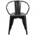 Flash Furniture CH-31270-BQ-GG Black and Antique Gold Galvanized Steel with Arms Vertical Slat Back and Drain Hole Seat Armchair