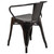 Flash Furniture CH-31270-BQ-GG Black and Antique Gold Galvanized Steel with Arms Vertical Slat Back and Drain Hole Seat Armchair