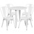Flash Furniture CH-51090TH-4-18CAFE-WH-GG 30" Dia. x 29 1/2" H White Metal Round Table and 4 Chair Set