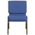 Flash Furniture FD-CH0221-4-GV-BLUE-GG Blue 21.25" Width Steel Book Rack with Communion Cup Holder Gold Vein Frame Hercules Series Extra Wide Stacking Church Chair