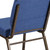 Flash Furniture FD-CH0221-4-GV-BLUE-GG Blue 21.25" Width Steel Book Rack with Communion Cup Holder Gold Vein Frame Hercules Series Extra Wide Stacking Church Chair