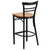 Flash Furniture XU-DG6R9BLAD-BAR-NATW-GG Natural Finish Seat With Ladder Back Steel Black Powder Coated Frame Hercules Series Restaurant Bar Stool