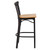 Flash Furniture XU-DG6R9BLAD-BAR-NATW-GG Natural Finish Seat With Ladder Back Steel Black Powder Coated Frame Hercules Series Restaurant Bar Stool