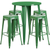 Flash Furniture CH-51090BH-4-30SQST-GN-GG 30" Dia. x 41" H Green Metal Round Bar Height Table and 4 Bar Stool Set