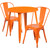 Flash Furniture CH-51090TH-2-18CAFE-OR-GG 30" Dia. x 29 1/2" H Orange Metal Round Table and 2 Chair Set