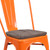 Flash Furniture CH-31230-OR-WD-GG Orange Metal Curved Back with Vertical Slat Textured Wood Seat Stacking Side Chair